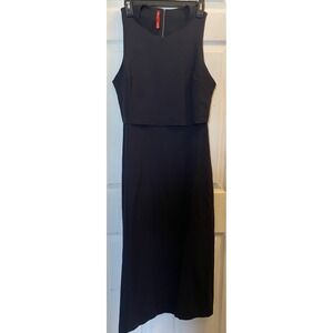 Spanx Ponte Fitted Midi Sleeveless Dress Womens Large Classic Navy 20599R
